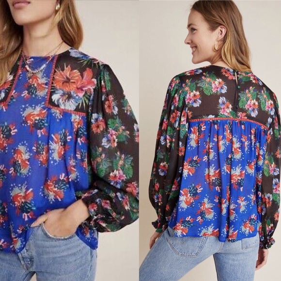 Anthropologie Tops Anthropology Blnk Miranda Peasant Blouse Poshmark